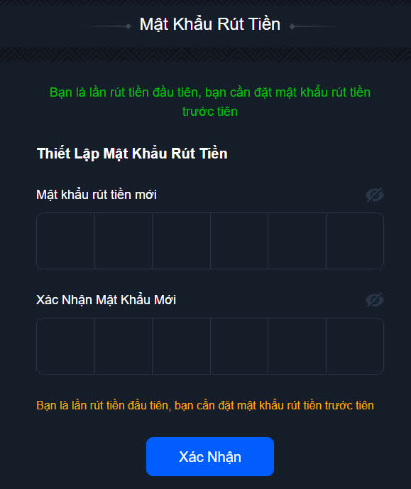 Mật khẩu rút tiền giúp bạn bảo vệ an toàn tài khoản của mình